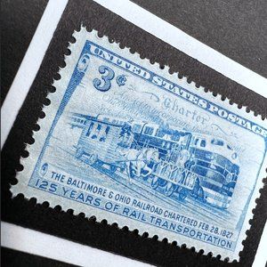 B&O Railroad Framed Postage Stamp Art 4x4 USA #1006